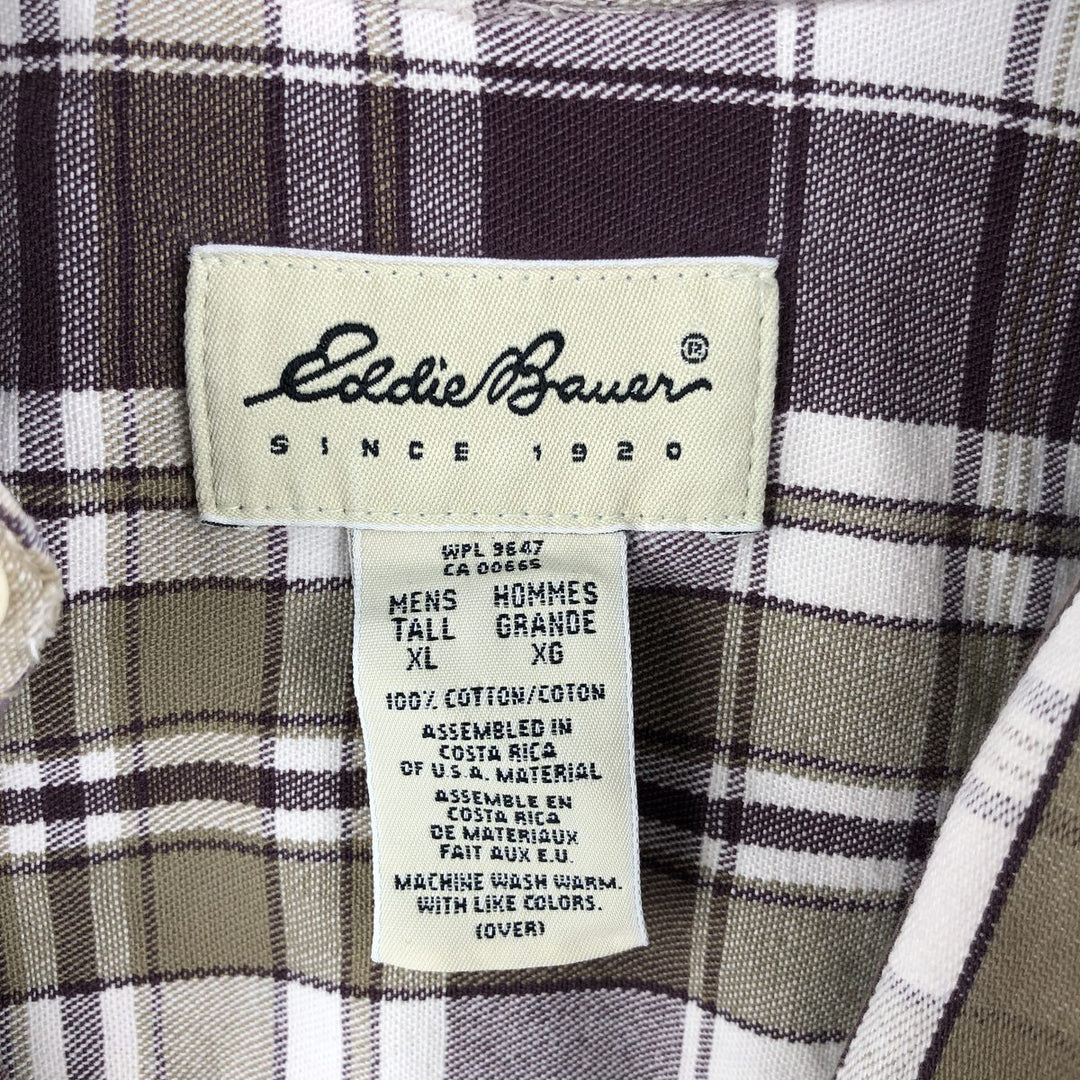 Vintage 90'S Eddie Bauer long-sleeved button-down heavy flannel check shirt, made in the USA, men's size XL cotton Purple type red-purple Vintage Second Hand