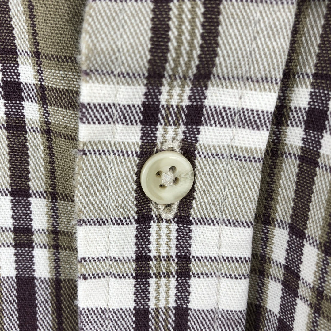 Vintage 90'S Eddie Bauer long-sleeved button-down heavy flannel check shirt, made in the USA, men's size XL cotton Purple type red-purple Vintage Second Hand