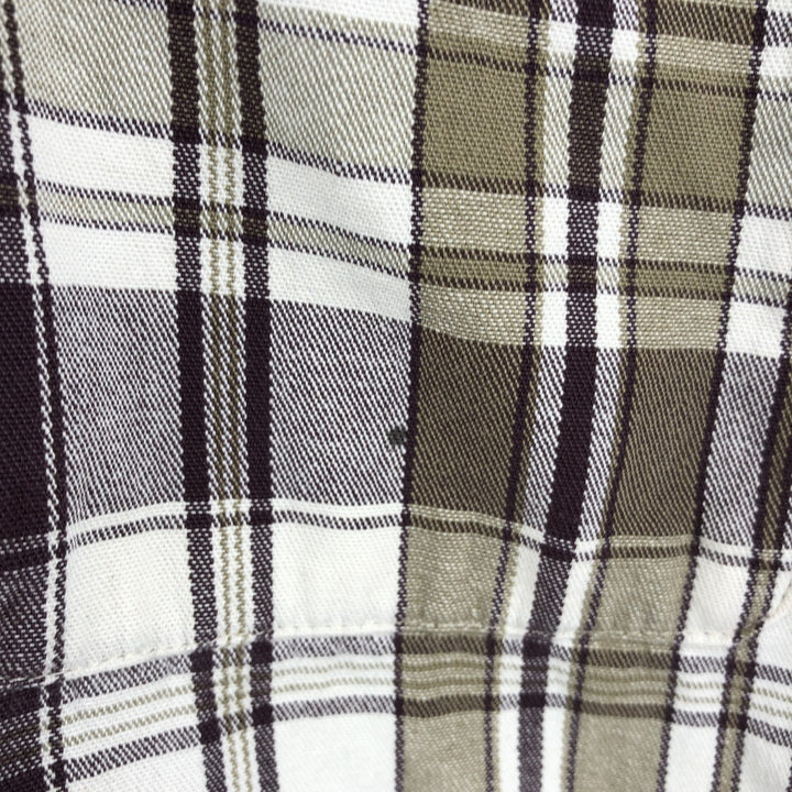 Vintage 90'S Eddie Bauer long-sleeved button-down heavy flannel check shirt, made in the USA, men's size XL cotton Purple type red-purple Vintage Second Hand