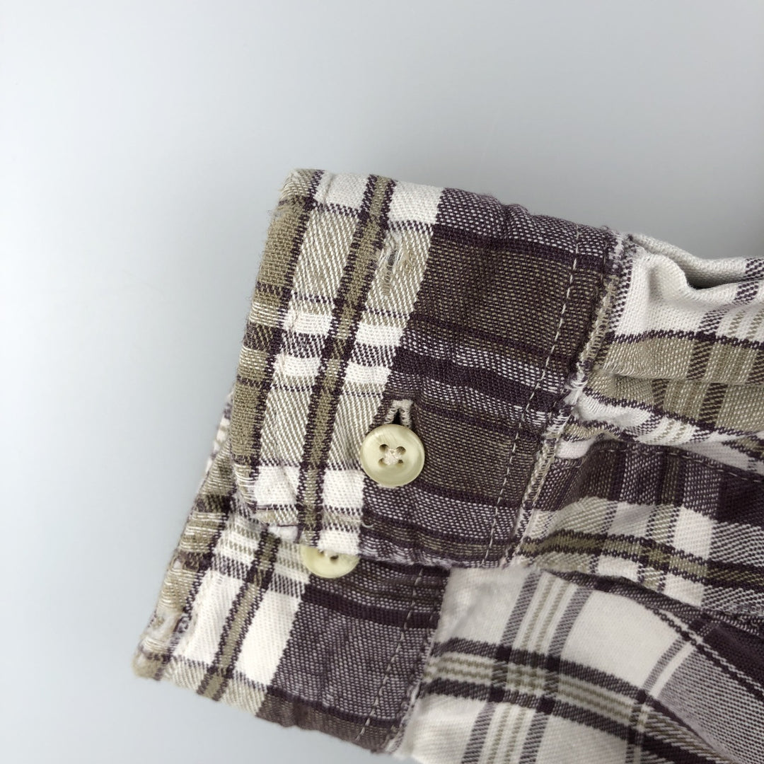 Vintage 90'S Eddie Bauer long-sleeved button-down heavy flannel check shirt, made in the USA, men's size XL cotton Purple type red-purple Vintage Second Hand