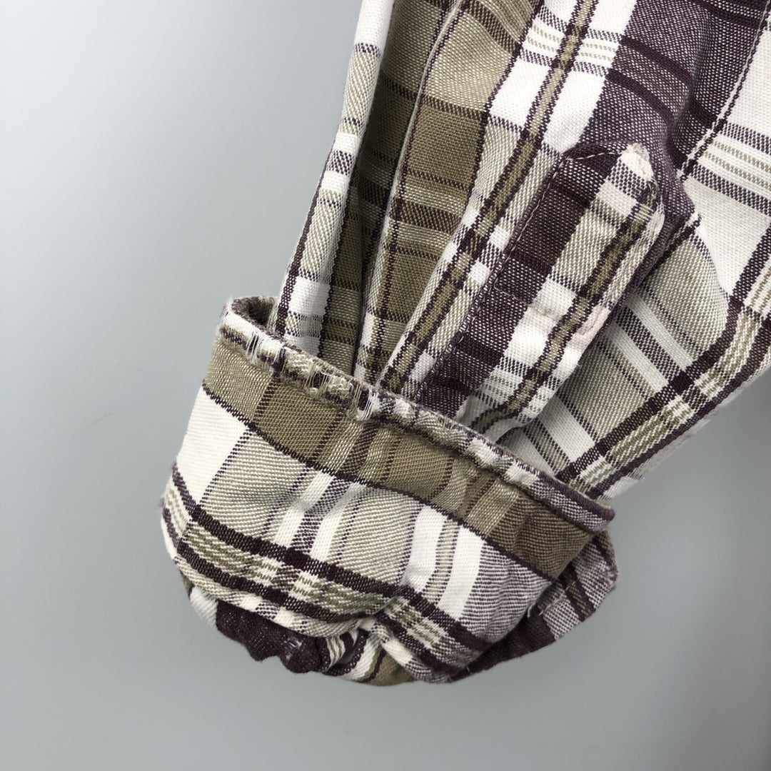Vintage 90'S Eddie Bauer long-sleeved button-down heavy flannel check shirt, made in the USA, men's size XL cotton Purple type red-purple Vintage Second Hand