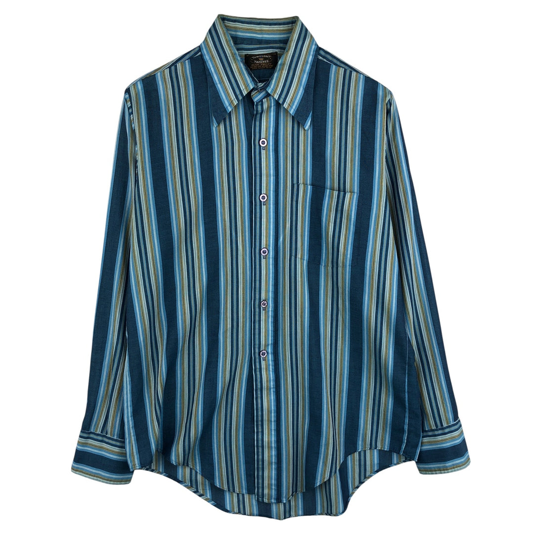 Vintage 1960'S Towncraft PENN-PREST multi-stripe long-sleeved striped shirt, men's size M unclear Navy blue Vintage Second Hand