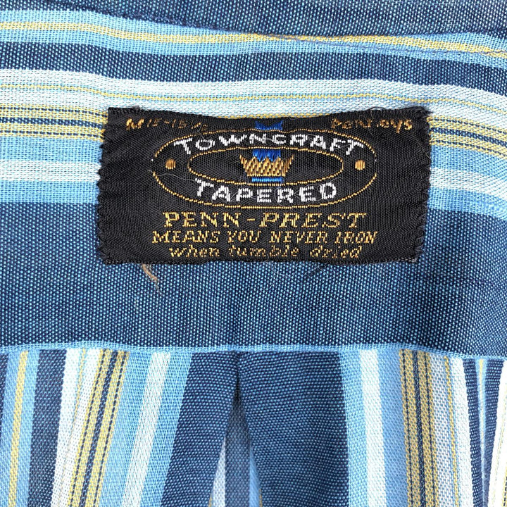 Vintage 1960'S Towncraft PENN-PREST multi-stripe long-sleeved striped shirt, men's size M unclear Navy blue Vintage Second Hand