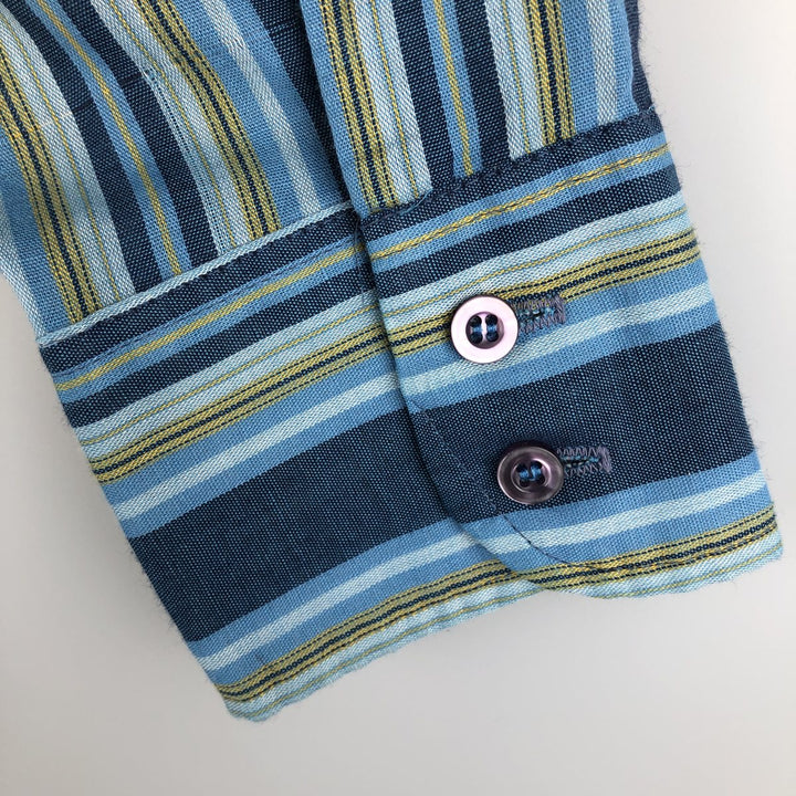 Vintage 1960'S Towncraft PENN-PREST multi-stripe long-sleeved striped shirt, men's size M unclear Navy blue Vintage Second Hand