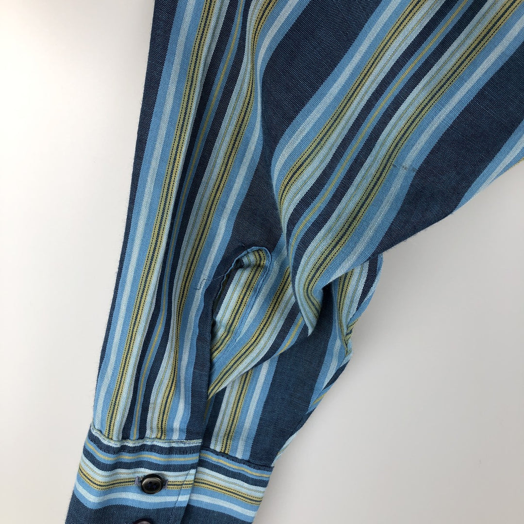 Vintage 1960'S Towncraft PENN-PREST multi-stripe long-sleeved striped shirt, men's size M unclear Navy blue Vintage Second Hand
