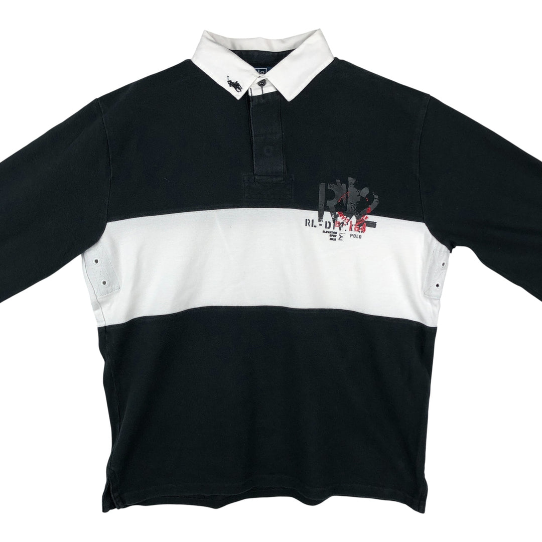 Ralph Lauren POLO by Ralph Lauren long sleeve rugby shirt, men's size L cotton black type Vintage Second Hand