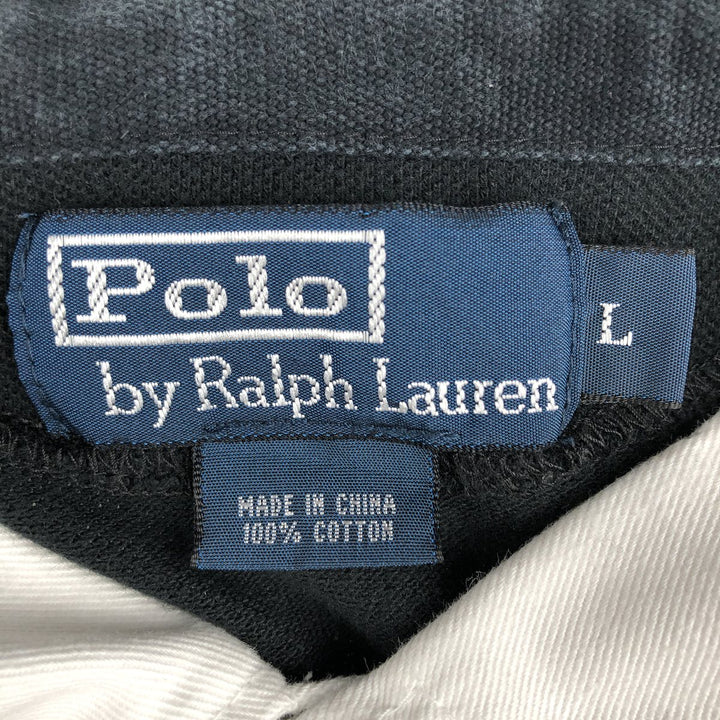 Ralph Lauren POLO by Ralph Lauren long sleeve rugby shirt, men's size L cotton black type Vintage Second Hand