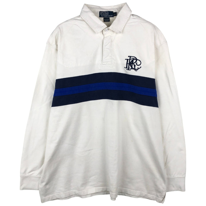 Ralph Lauren POLO by Ralph Lauren long sleeve rugby shirt, men's XL size cotton white type Vintage Second Hand