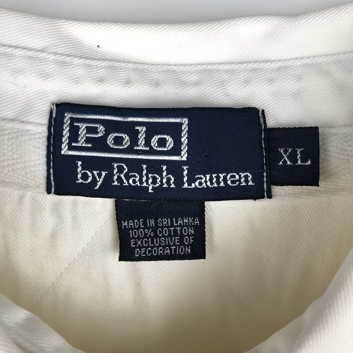 Ralph Lauren POLO by Ralph Lauren long sleeve rugby shirt, men's XL size cotton white type Vintage Second Hand