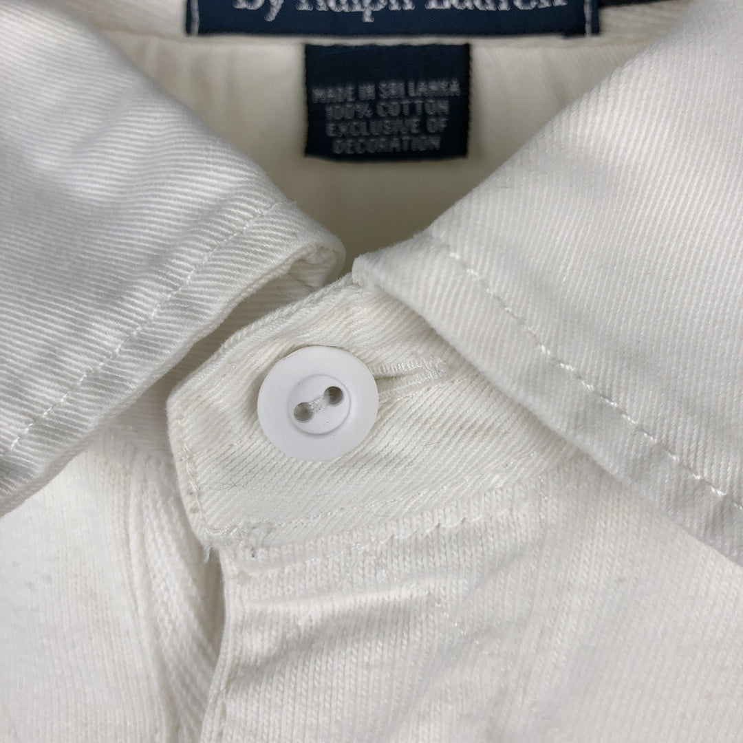 Ralph Lauren POLO by Ralph Lauren long sleeve rugby shirt, men's XL size cotton white type Vintage Second Hand