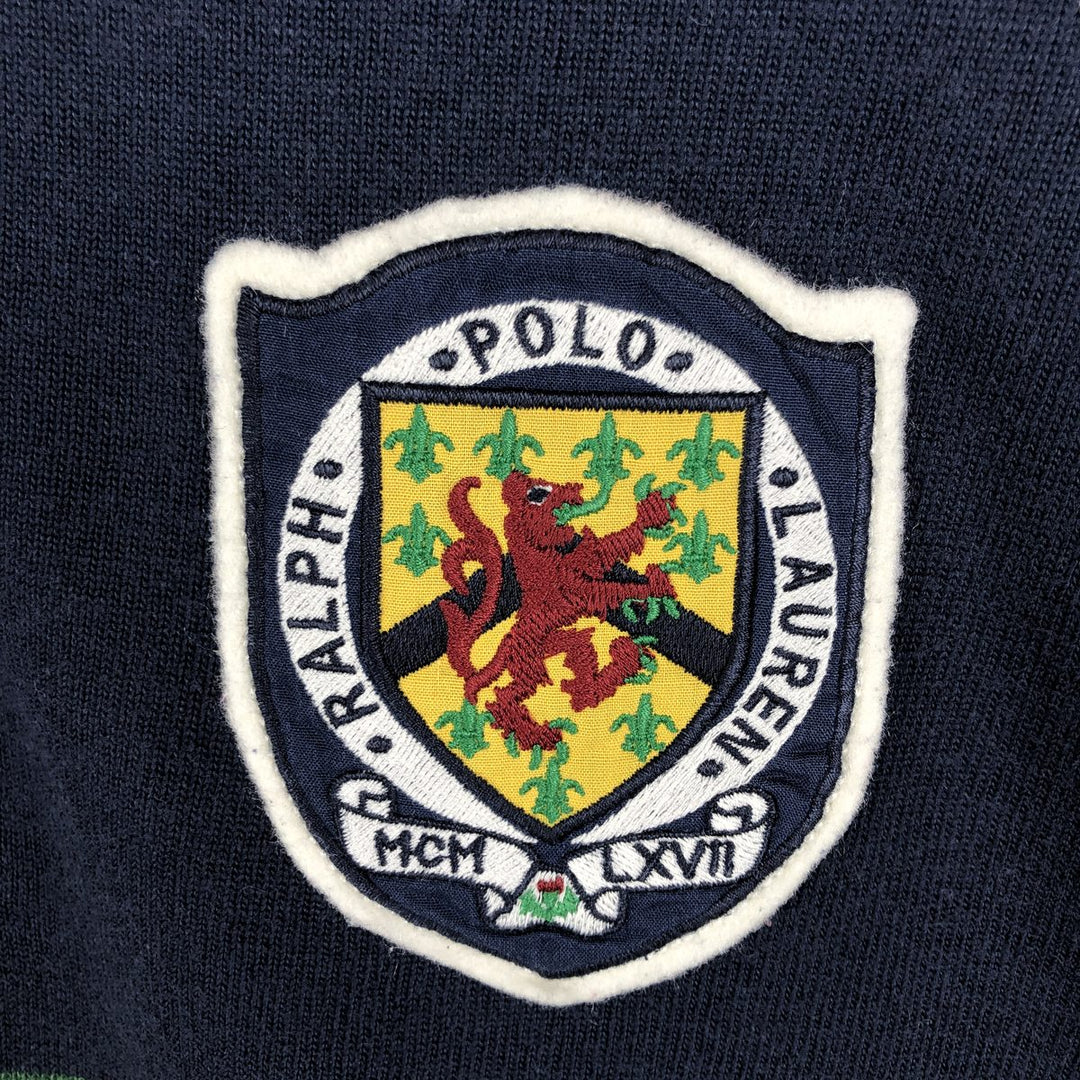 Ralph Lauren POLO by Ralph Lauren CUSTOM FIT long sleeve rugby shirt, men's size L cotton navy blue type Vintage Second Hand