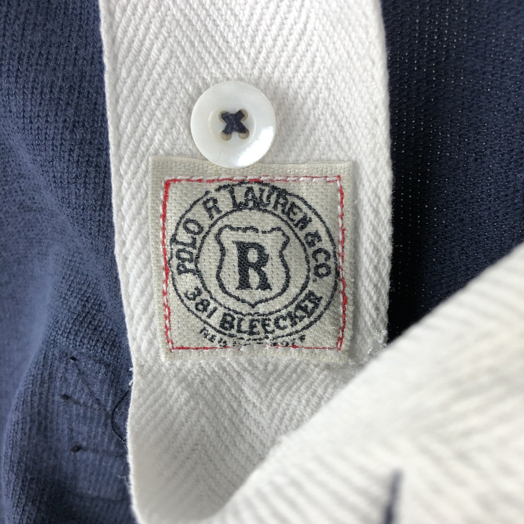 Ralph Lauren POLO by Ralph Lauren CUSTOM FIT long sleeve rugby shirt, men's size L cotton navy blue type Vintage Second Hand