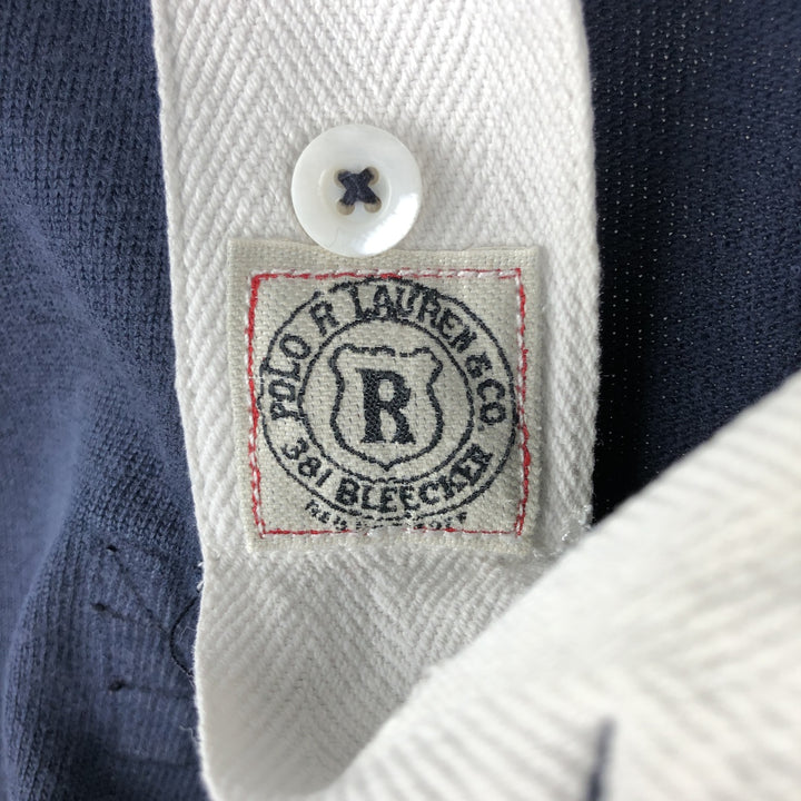 Ralph Lauren POLO by Ralph Lauren CUSTOM FIT long sleeve rugby shirt, men's size L cotton navy blue type Vintage Second Hand