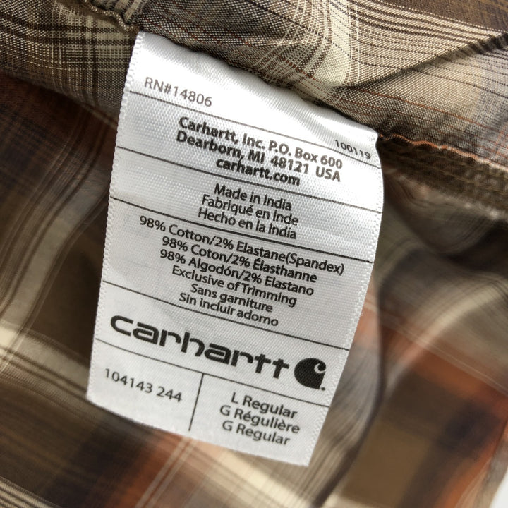 Carhartt Ombre Check Long Sleeve Western Shirt, Men's Size L cotton brown type Vintage Second Hand