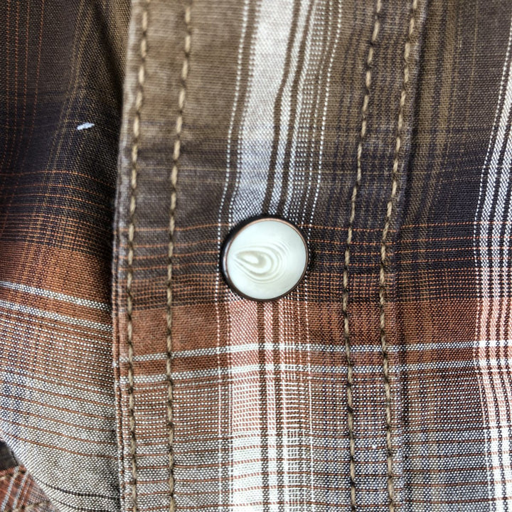 Carhartt Ombre Check Long Sleeve Western Shirt, Men's Size L cotton brown type Vintage Second Hand