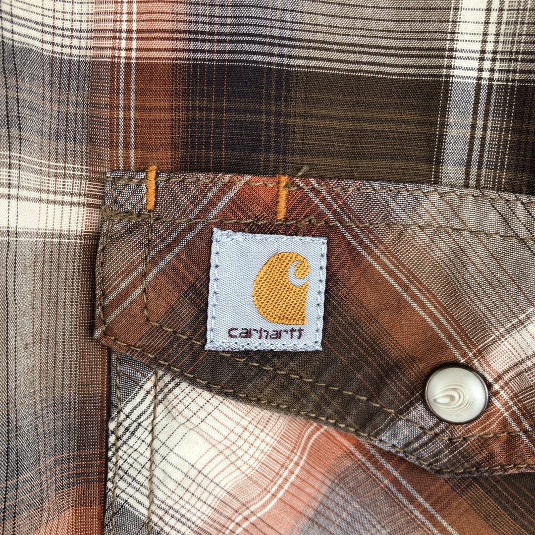 Carhartt Ombre Check Long Sleeve Western Shirt, Men's Size L cotton brown type Vintage Second Hand
