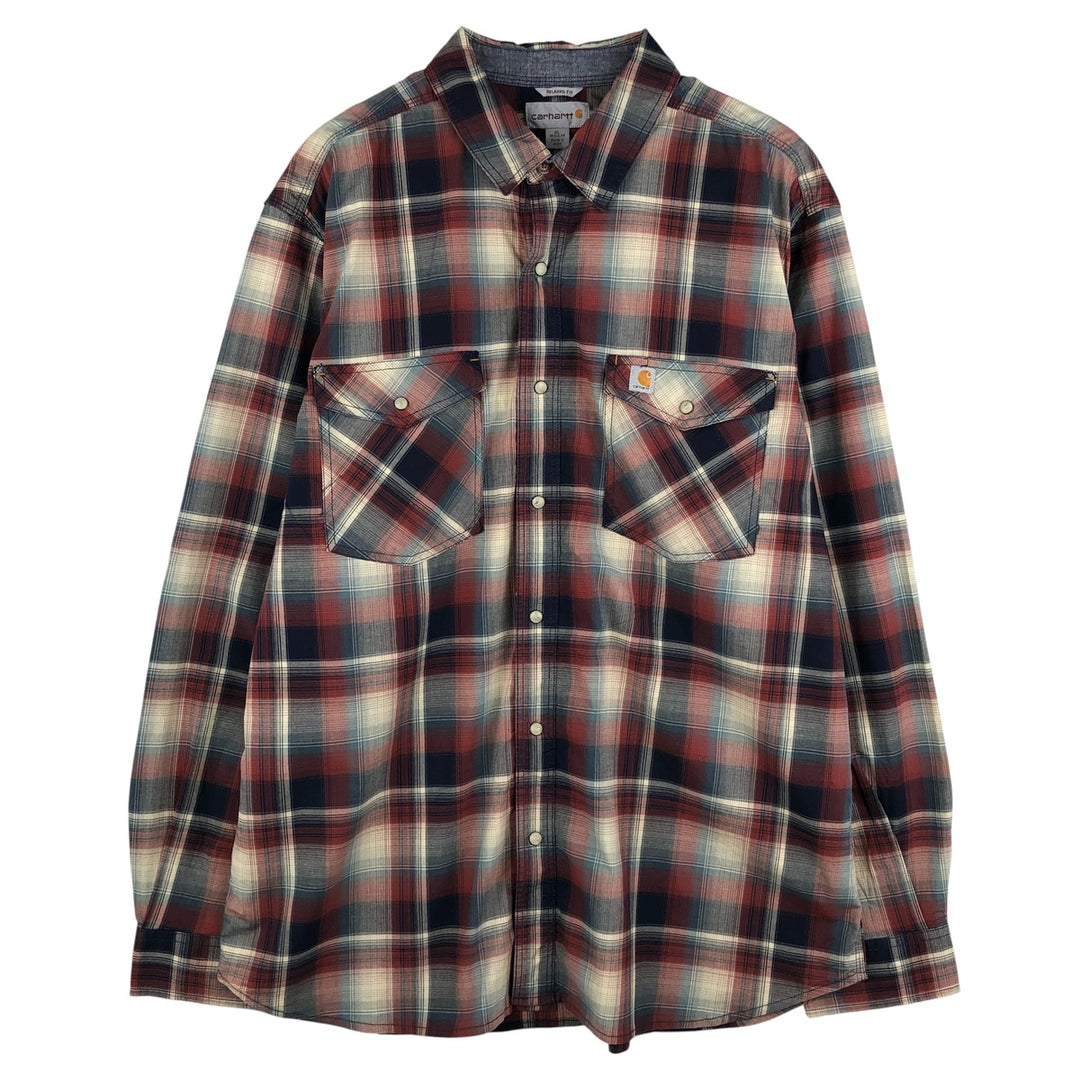 Carhartt Ombre Check Long Sleeve Western Shirt, Men's XL cotton red type Vintage Second Hand