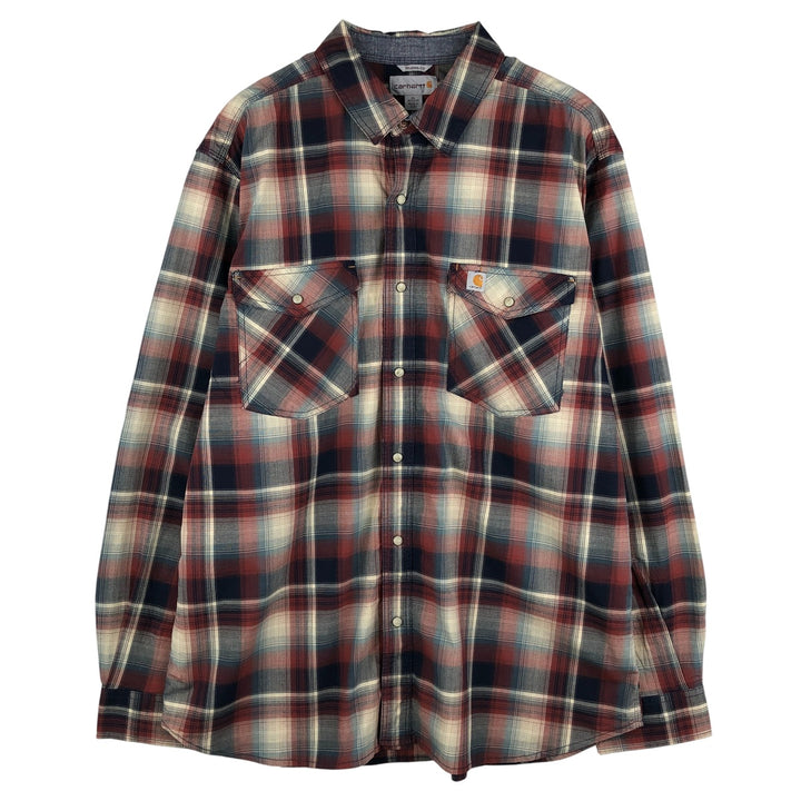 Carhartt Ombre Check Long Sleeve Western Shirt, Men's XL cotton red type Vintage Second Hand