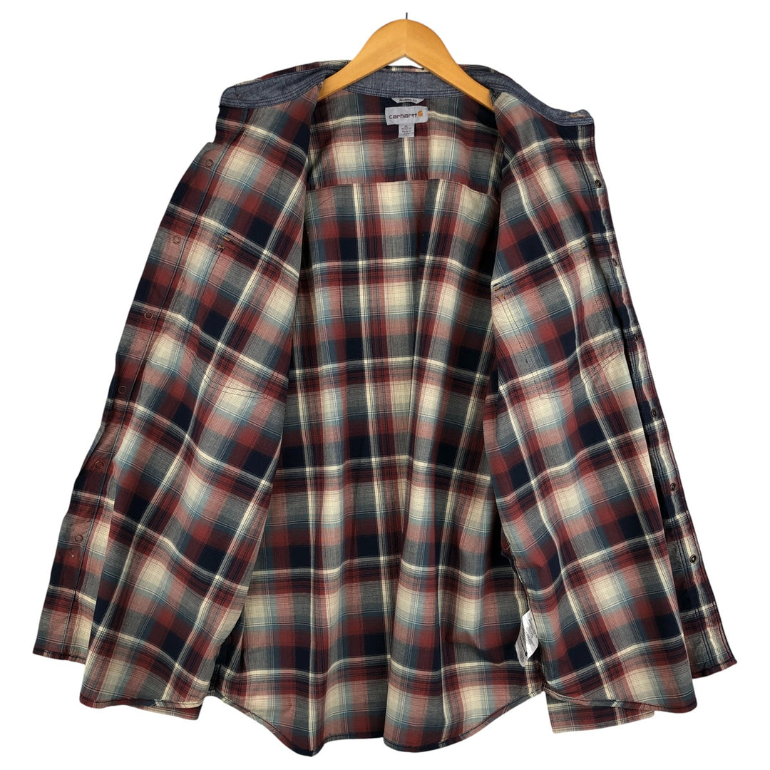 Carhartt Ombre Check Long Sleeve Western Shirt, Men's XL cotton red type Vintage Second Hand