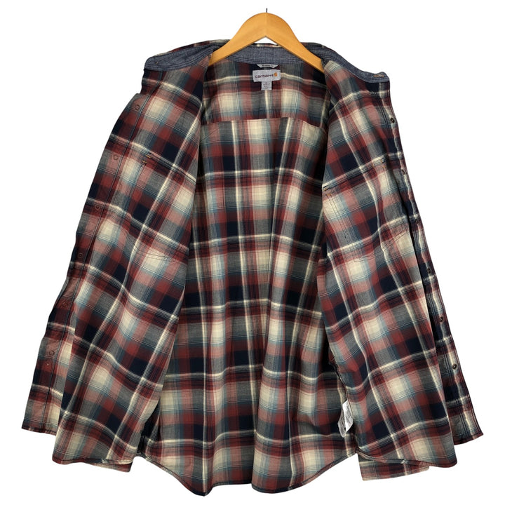 Carhartt Ombre Check Long Sleeve Western Shirt, Men's XL cotton red type Vintage Second Hand