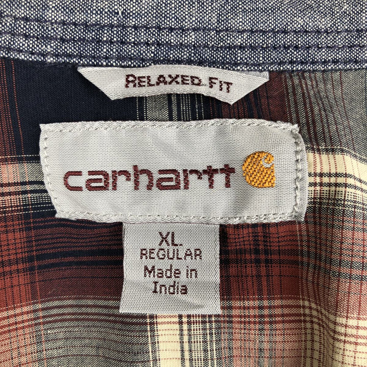 Carhartt Ombre Check Long Sleeve Western Shirt, Men's XL cotton red type Vintage Second Hand