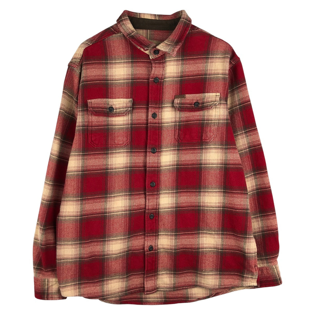 2000'S Orvis Ombre Check Long Sleeve Heavy Flannel Check Shirt, Men's Size XL cotton red type Vintage Second Hand