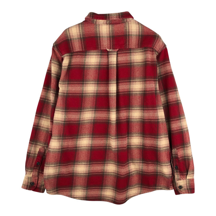 2000'S Orvis Ombre Check Long Sleeve Heavy Flannel Check Shirt, Men's Size XL cotton red type Vintage Second Hand