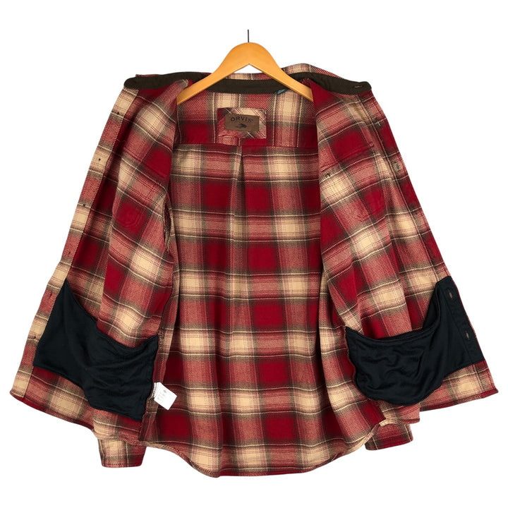 2000'S Orvis Ombre Check Long Sleeve Heavy Flannel Check Shirt, Men's Size XL cotton red type Vintage Second Hand