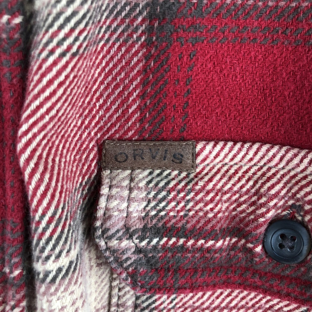2000'S Orvis Ombre Check Long Sleeve Heavy Flannel Check Shirt, Men's Size XL cotton red type Vintage Second Hand