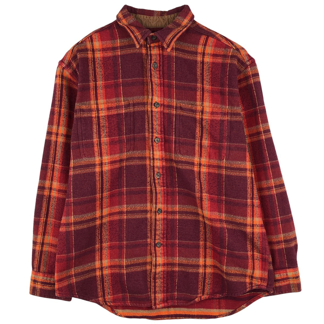 90s-00'S St. John's Bay long-sleeved heavy flannel check shirt, men's size M cotton red type Vintage Second Hand