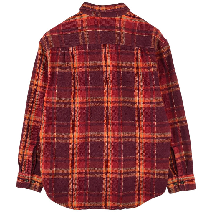 90s-00'S St. John's Bay long-sleeved heavy flannel check shirt, men's size M cotton red type Vintage Second Hand