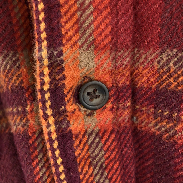 90s-00'S St. John's Bay long-sleeved heavy flannel check shirt, men's size M cotton red type Vintage Second Hand