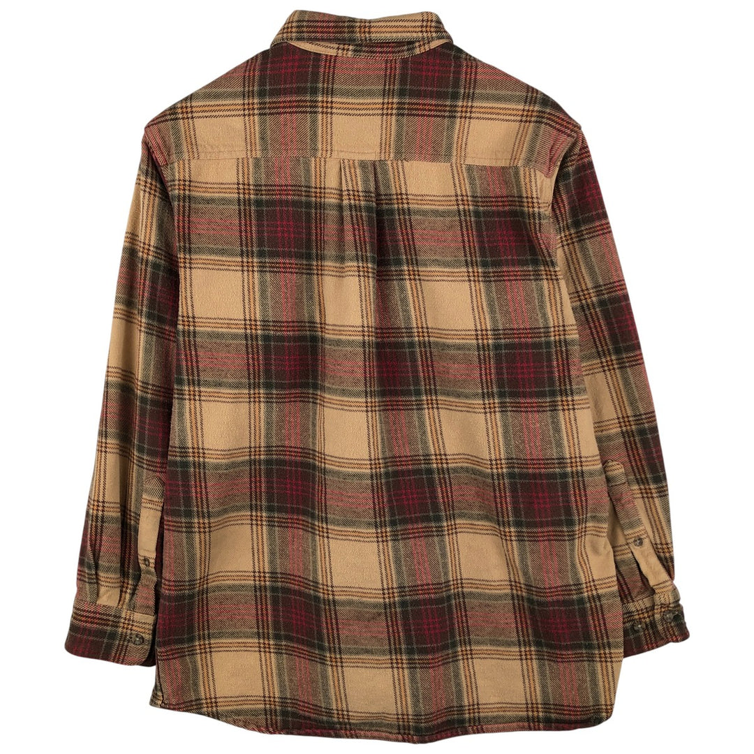 FIELD N' FOREST Long Sleeve Heavy Flannel Check Shirt, Men's Size L, Vintage cotton Beige type Vintage Second Hand