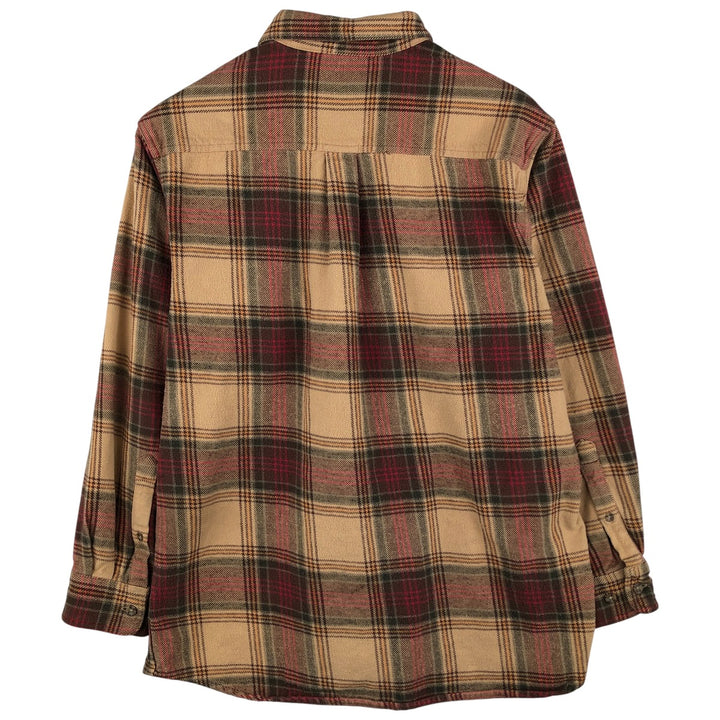 FIELD N' FOREST Long Sleeve Heavy Flannel Check Shirt, Men's Size L, Vintage cotton Beige type Vintage Second Hand