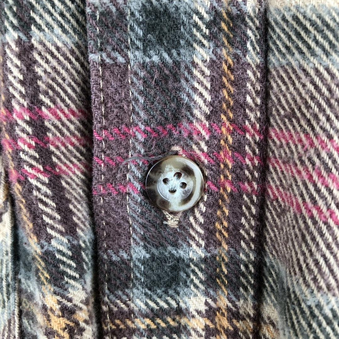 FIELD N' FOREST Long Sleeve Heavy Flannel Check Shirt, Men's Size L, Vintage cotton Beige type Vintage Second Hand