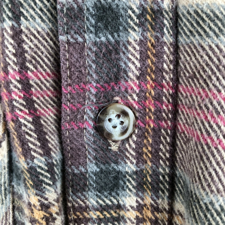 FIELD N' FOREST Long Sleeve Heavy Flannel Check Shirt, Men's Size L, Vintage cotton Beige type Vintage Second Hand