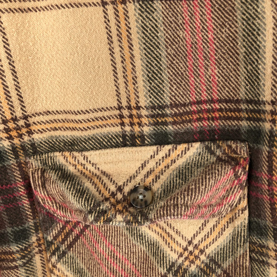 FIELD N' FOREST Long Sleeve Heavy Flannel Check Shirt, Men's Size L, Vintage cotton Beige type Vintage Second Hand