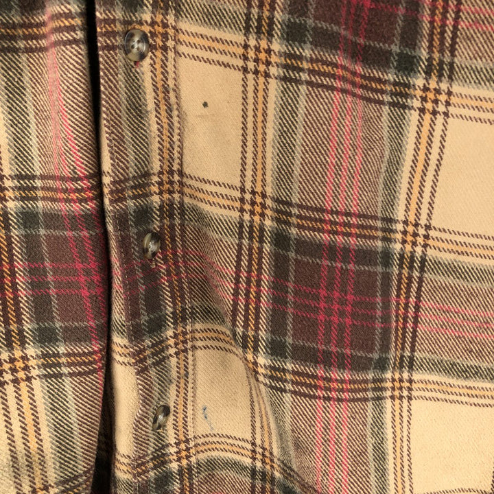 FIELD N' FOREST Long Sleeve Heavy Flannel Check Shirt, Men's Size L, Vintage cotton Beige type Vintage Second Hand
