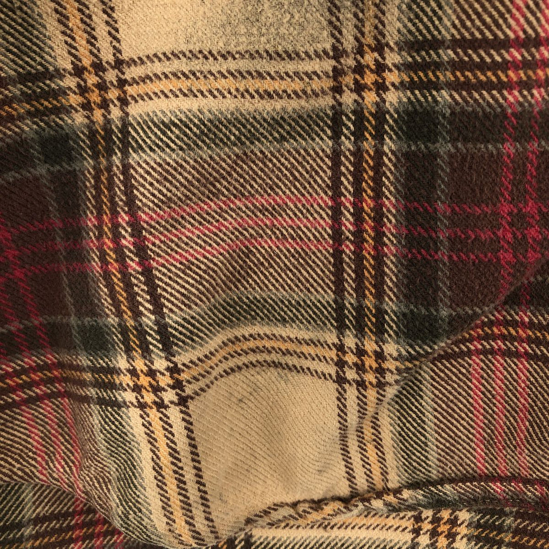 FIELD N' FOREST Long Sleeve Heavy Flannel Check Shirt, Men's Size L, Vintage cotton Beige type Vintage Second Hand