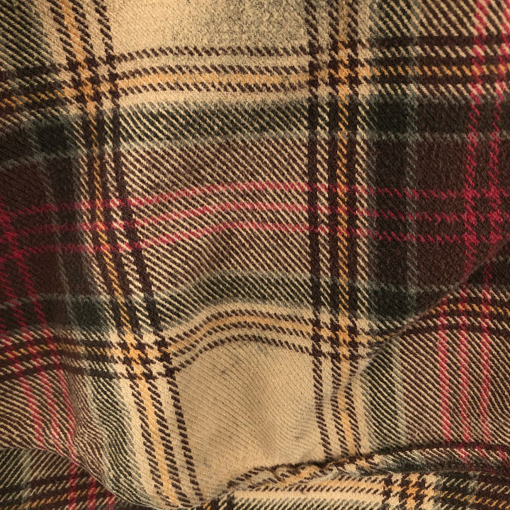 FIELD N' FOREST Long Sleeve Heavy Flannel Check Shirt, Men's Size L, Vintage cotton Beige type Vintage Second Hand