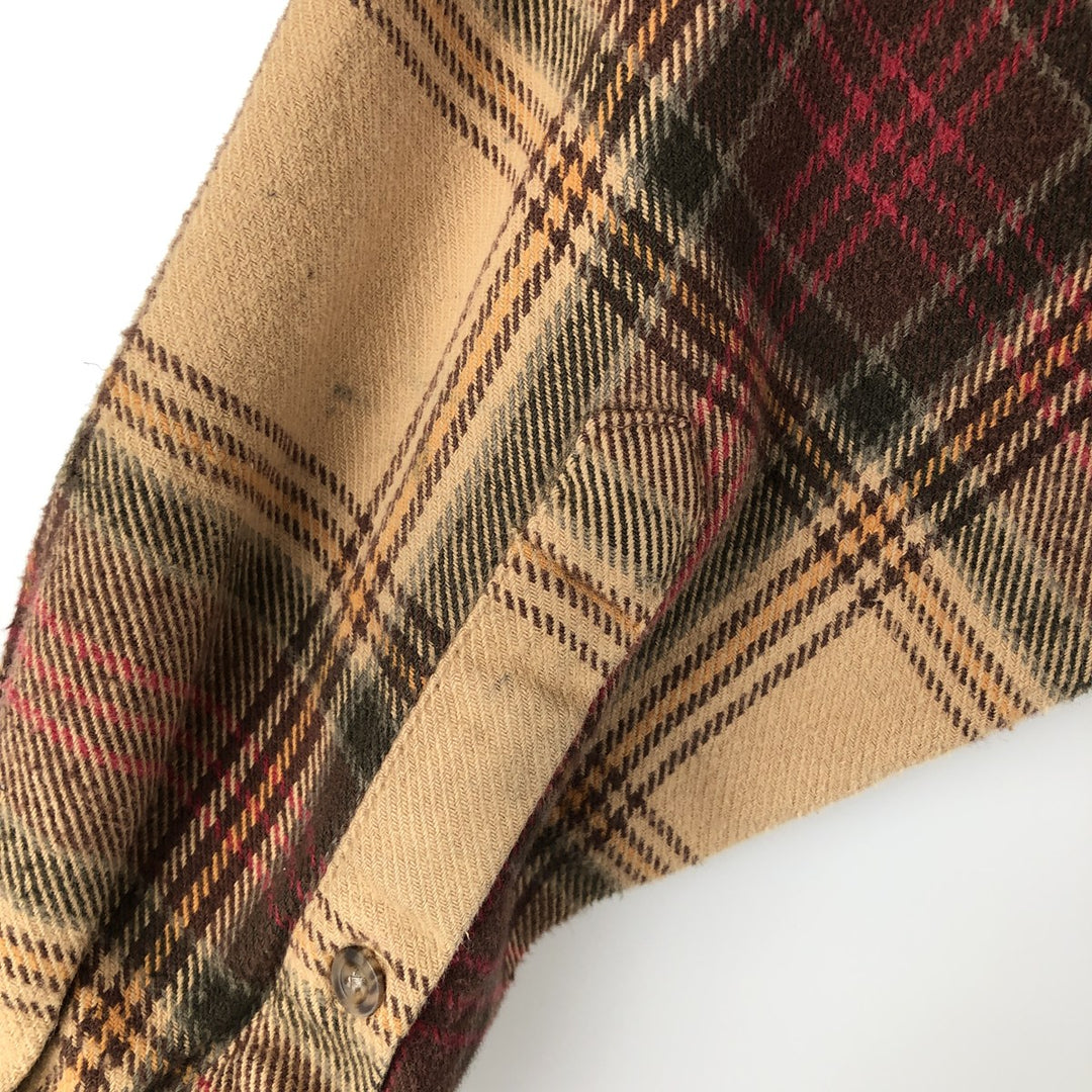 FIELD N' FOREST Long Sleeve Heavy Flannel Check Shirt, Men's Size L, Vintage cotton Beige type Vintage Second Hand