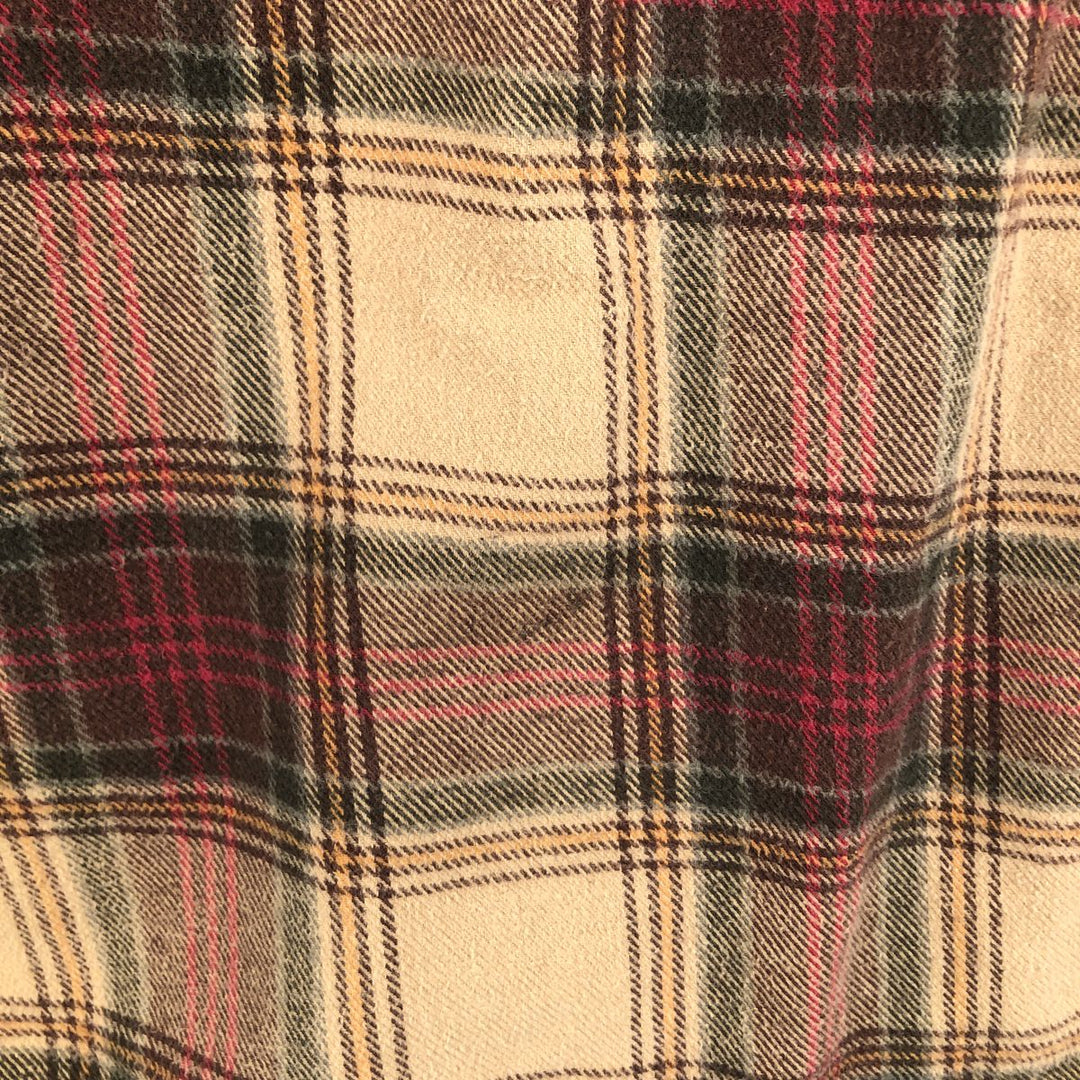 FIELD N' FOREST Long Sleeve Heavy Flannel Check Shirt, Men's Size L, Vintage cotton Beige type Vintage Second Hand