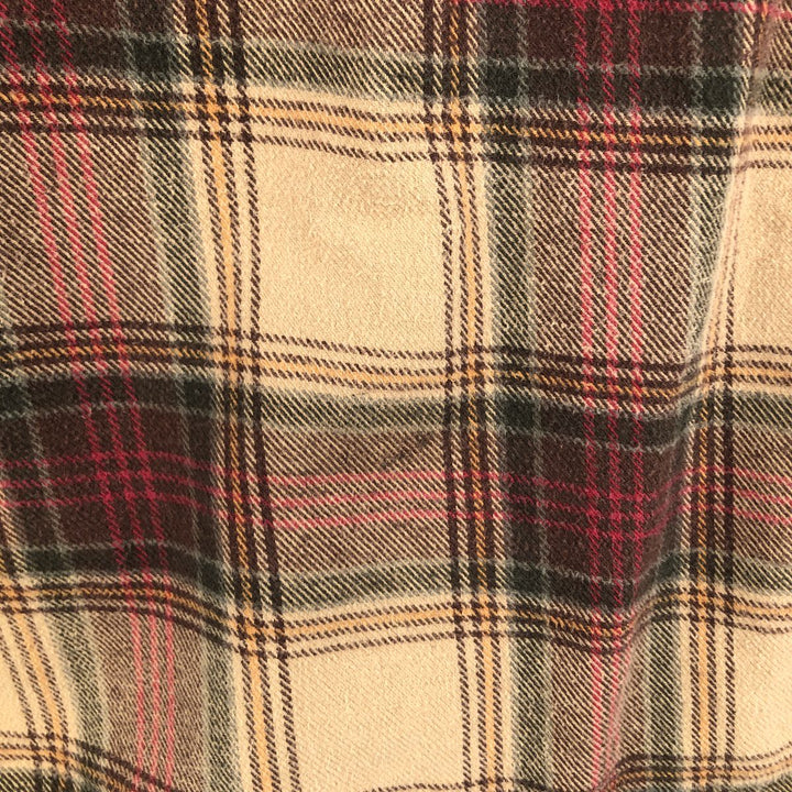 FIELD N' FOREST Long Sleeve Heavy Flannel Check Shirt, Men's Size L, Vintage cotton Beige type Vintage Second Hand