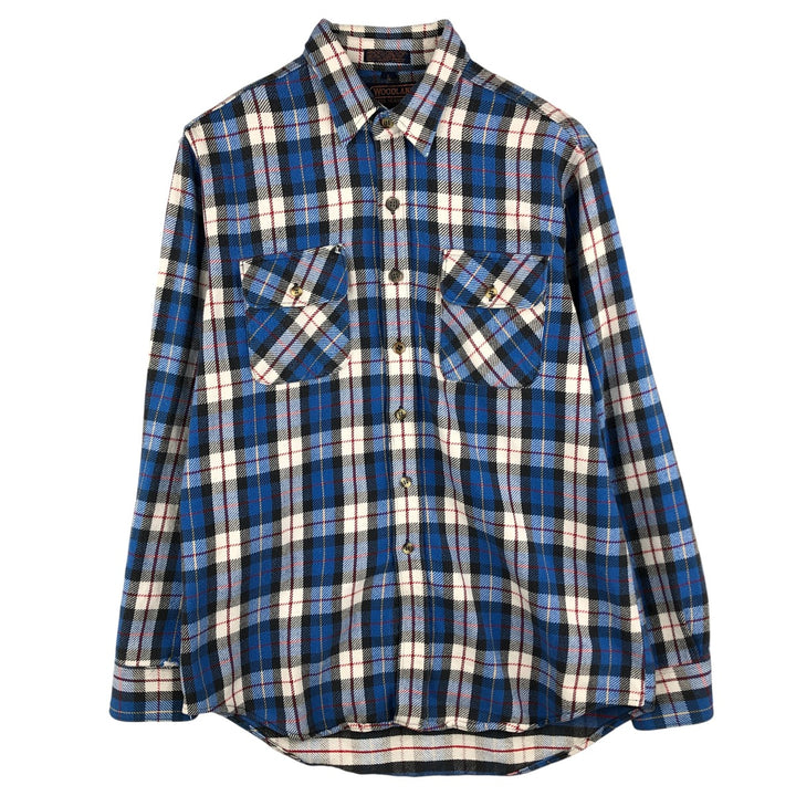 WOODLAND Long Sleeve Heavy Flannel Check Shirt, Men's Size L cotton blue type Vintage Second Hand