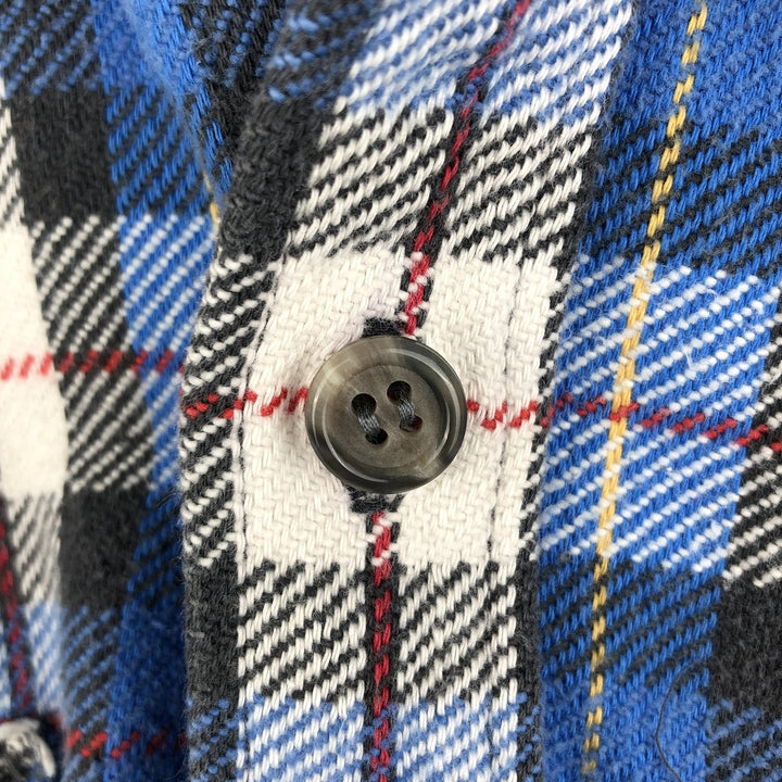 WOODLAND Long Sleeve Heavy Flannel Check Shirt, Men's Size L cotton blue type Vintage Second Hand