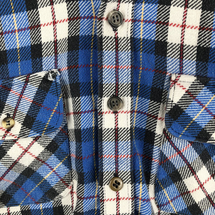 WOODLAND Long Sleeve Heavy Flannel Check Shirt, Men's Size L cotton blue type Vintage Second Hand