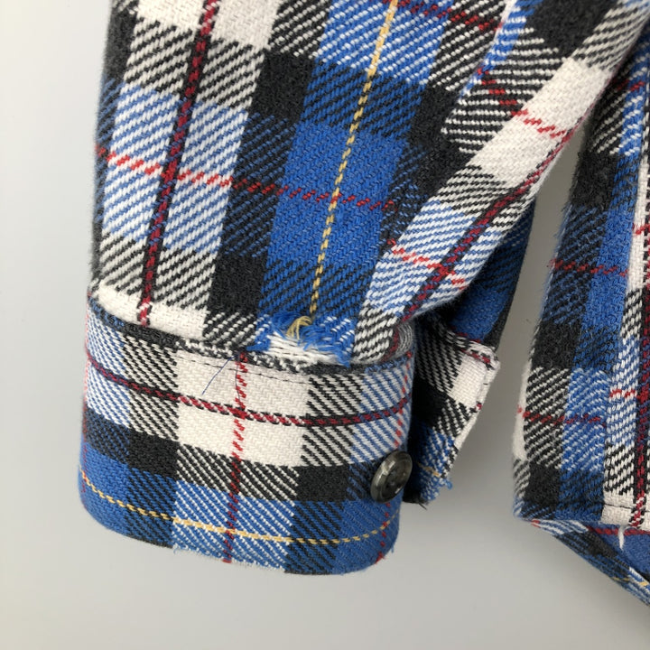 WOODLAND Long Sleeve Heavy Flannel Check Shirt, Men's Size L cotton blue type Vintage Second Hand
