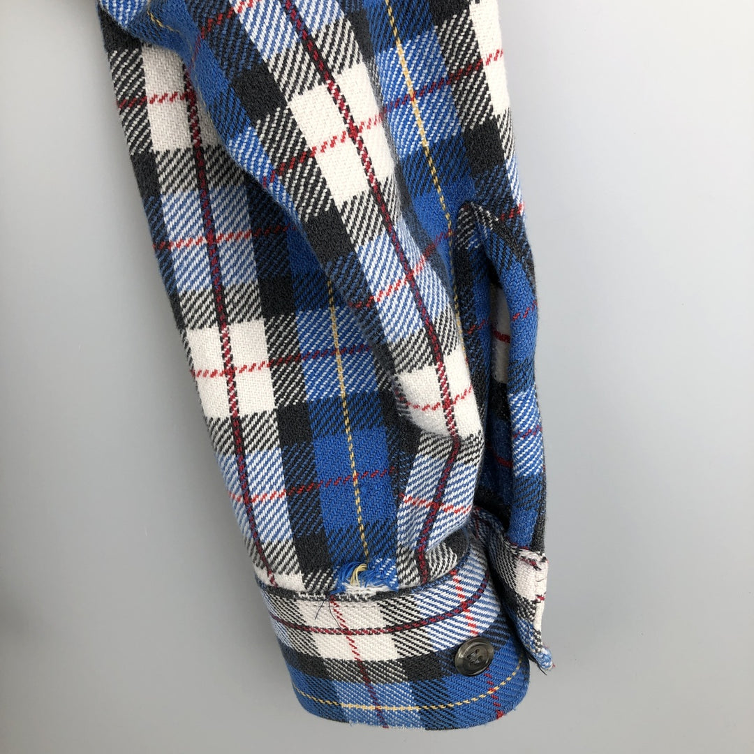 WOODLAND Long Sleeve Heavy Flannel Check Shirt, Men's Size L cotton blue type Vintage Second Hand