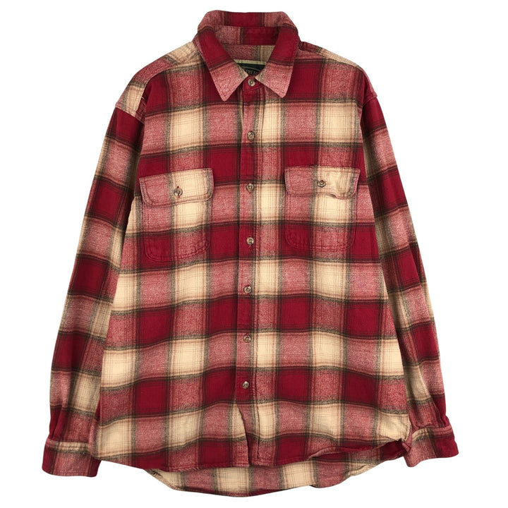 2000'S FIELD and STREAM ombre check long sleeve heavy flannel check shirt, men's size XL unclear red type Vintage Second Hand