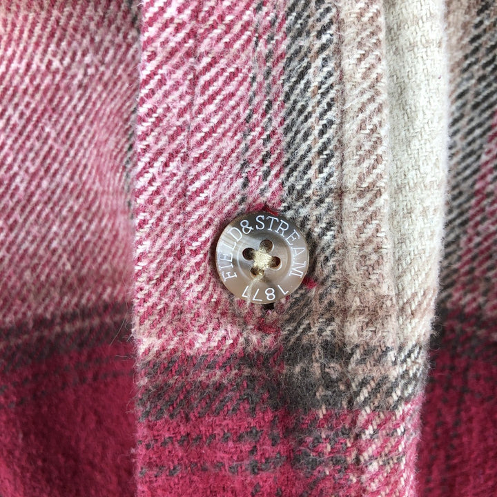 2000'S FIELD and STREAM ombre check long sleeve heavy flannel check shirt, men's size XL unclear red type Vintage Second Hand